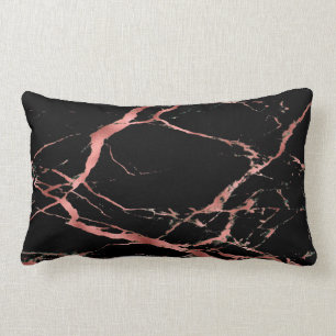 Coussin Rectangle Coton en marbre rose noir tendance