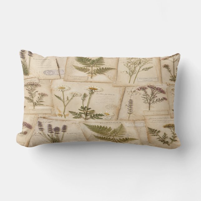 Coussin Rectangle Cottagecore Herbarium Pillow (Recto)