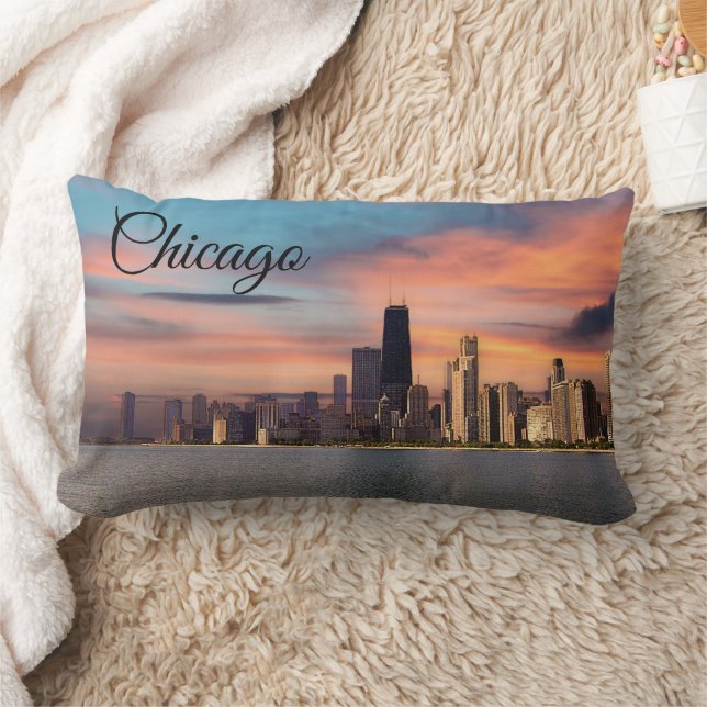 Coussin Rectangle Coucher de soleil profond sur Chicago (Couverture)