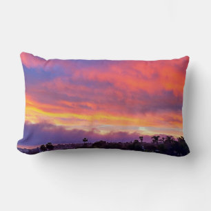 Coussin Rectangle Coucher de soleil rose jaune orange bleu photo aud