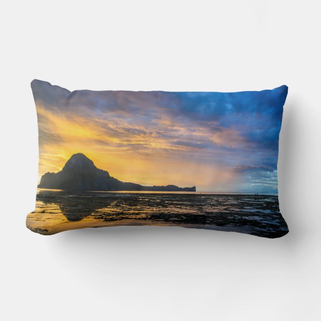 Coussin Rectangle Coucher de soleil sur la baie d'El Nido (Recto)