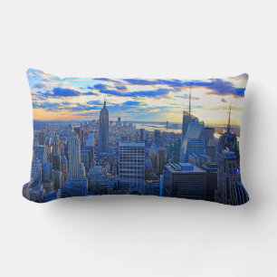 Coussin Rectangle Coucher de soleil sur la ligne d'horizon de NYC en