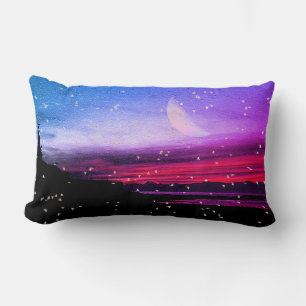 Coussin Rectangle Coucher de soleil sur la mer et les oiseaux à Aber