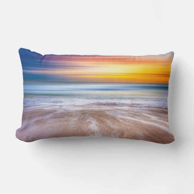 Coussin Rectangle Coucher de soleil sur la plage (Recto)