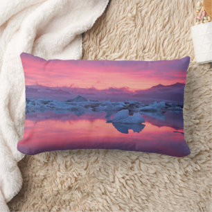 Coussin Rectangle Coucher de soleil sur le lagon du glacier Jokulsar
