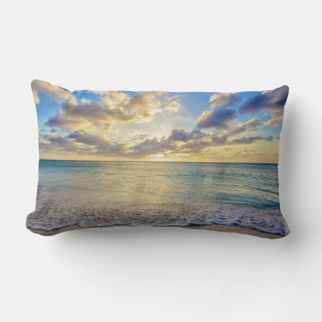 Coussin Rectangle Coucher du soleil d'Aruba au-dessus de mer mobile (Recto)
