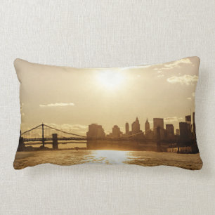 Coussin Rectangle Coucher du soleil de paysage urbain au-dessus de