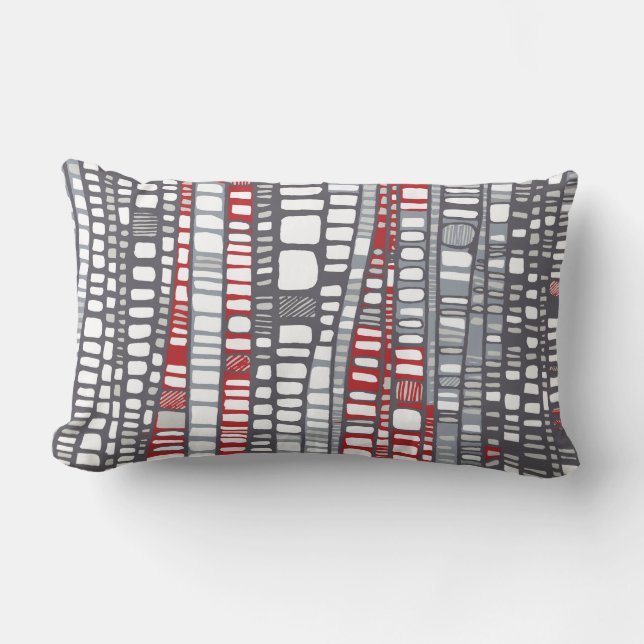 Coussin Rectangle Couches en rouge et gris (Recto)