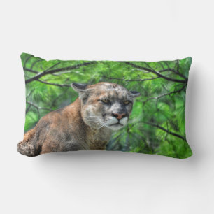 Coussin Rectangle Cougar Mountain Lion & Summer Pines Image de la fa