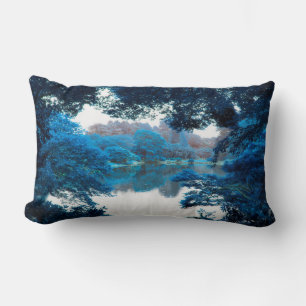 Coussin Rectangle Couleur bleue affectée cool, nature unique, lac