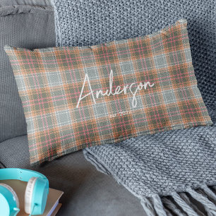 Coussin Rectangle Couleur de rouille Chic Influencé Plaid