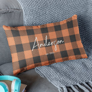 Coussin Rectangle Couleur orange et noire élégante Plaid