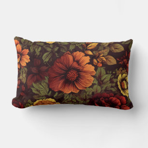 Coussin Rectangle Couleur rouille Vintage impression florale
