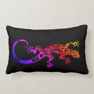 COUSSIN RECTANGLE COULEUR TRIBALE DE COLORANT DE CRAVATE DE REPTILE