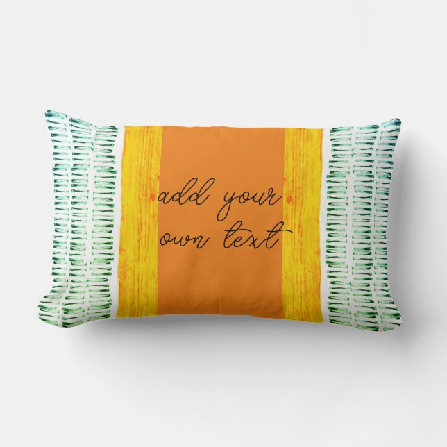 Coussin Rectangle couleur vive ajouter votre texte orange et vert (Recto)