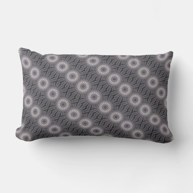 Coussin Rectangle Couleurs de fleurs kaléidoscope bleu et gris (Recto)