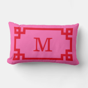 Coussin Rectangle Couleurs DIY Greek Key #2 Cadre Monogramme Rose Ch