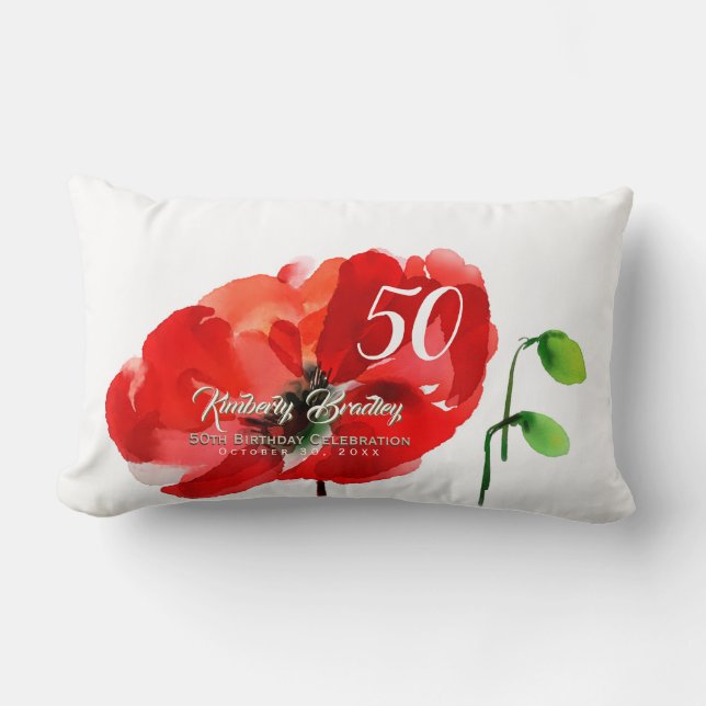 Coussin Rectangle Couleurs originales du pavot 50e anniversaire Lu C (Recto)