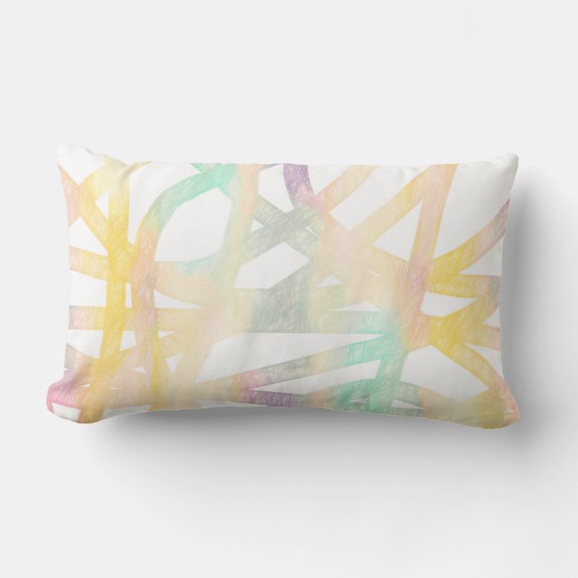 Coussin Rectangle couleurs pastel moderne art peint abstrait (Recto)