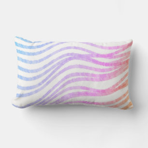 Coussin Rectangle couleurs pastel peintes rayures ondulées sur blanc
