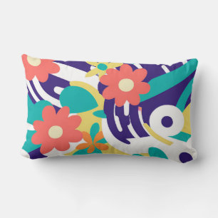 Coussin Rectangle Couleurs vives du Fleur sauvage Y2K en gras pour l