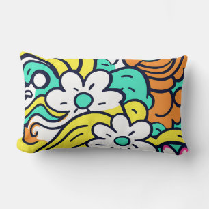 Coussin Rectangle Couleurs vives du Fleur sauvage Y2K en gras pour l