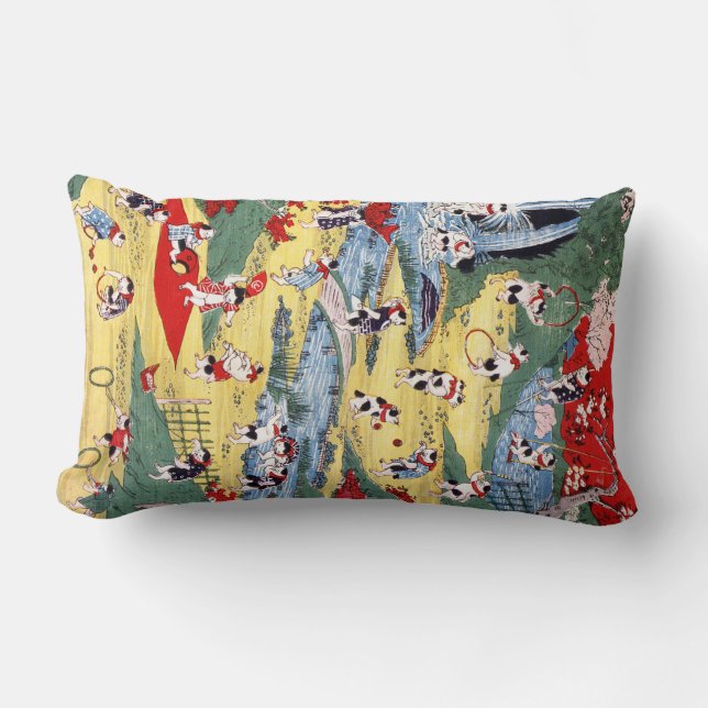 Coussin Rectangle Country japonaise Cats, Utagawa Kunitoshi (Recto)