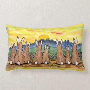 Coussin Rectangle Coup de soleil de la famille de lapins