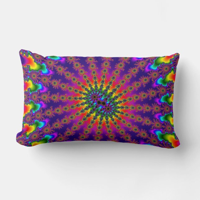 Coussin Rectangle Couple Arc-en-ciel Fractal Burst Lumbar Jeu Oreill (Recto)