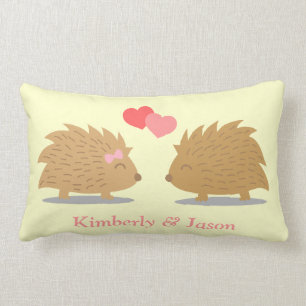 Coussin Rectangle Couple de hérissons mignons amoureux