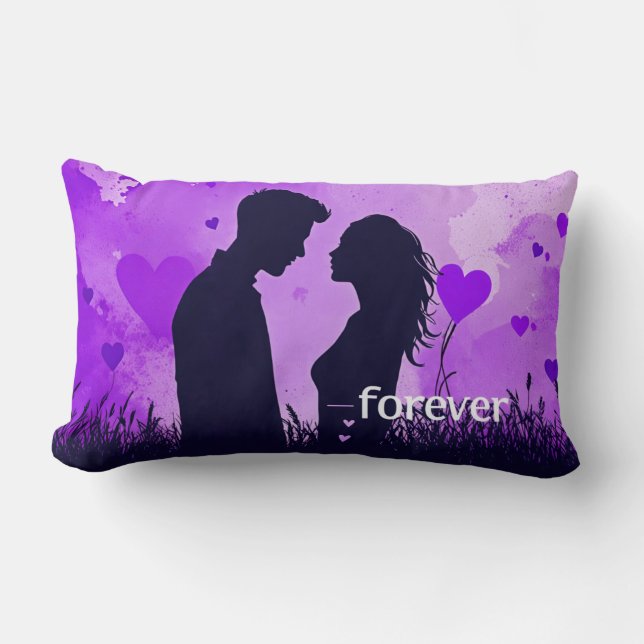 Coussin Rectangle Couple violet amour (Recto)