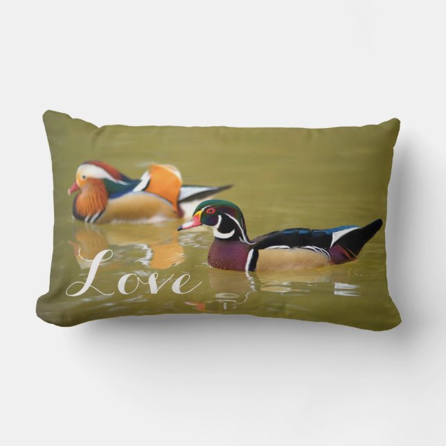 Coussin Rectangle Couples de canard de mandarine/mariage fait sur (Recto)
