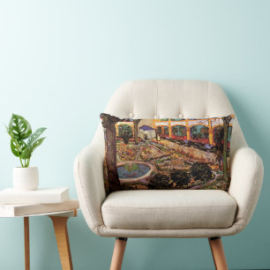 Coussin Rectangle Cour de l'hôpital à Arles par Vincent van Gogh