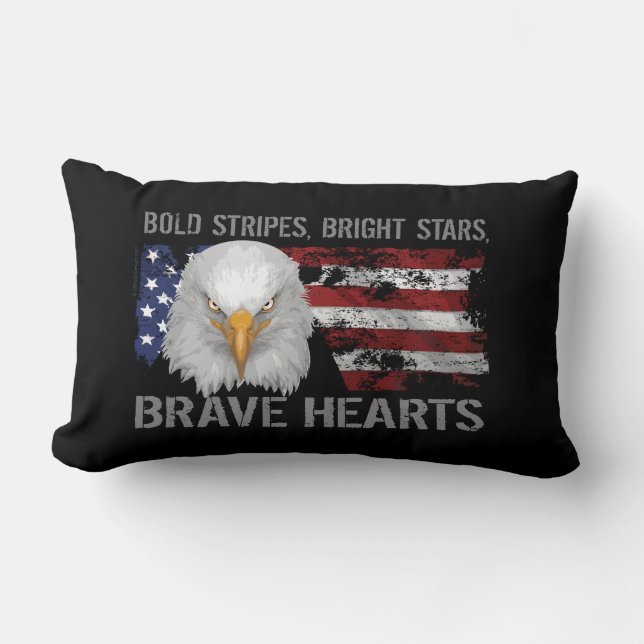Coussin Rectangle Courageux Coeurs américains (Recto)