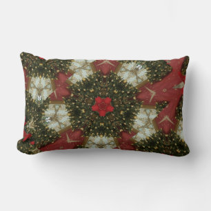 Coussin Rectangle Courbe de Noël Rouge Vert or avec étoile rouge