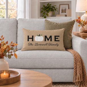 Coussin Rectangle Courge blanche personnelle Accueil Nom de famille 