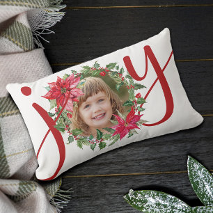 Coussin Rectangle Couronne de Noël JOY Photo