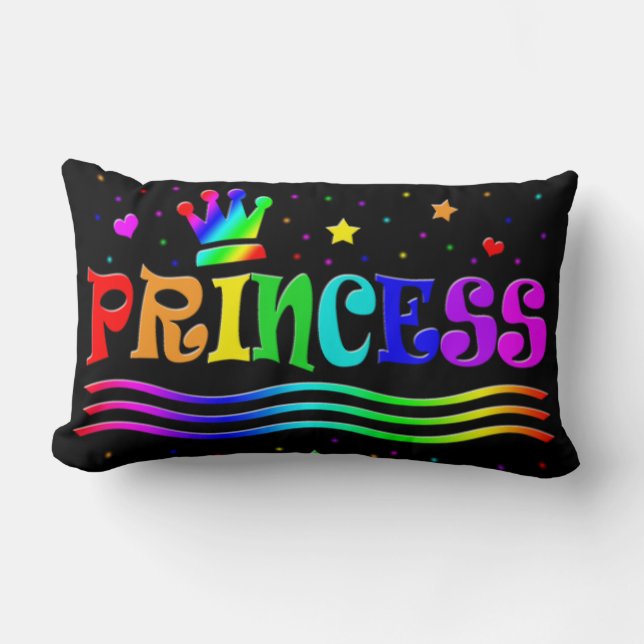 Coussin Rectangle Couronne de princesse arc-en-ciel de dessin animé  (Recto)
