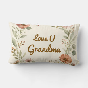 Coussin Rectangle Couronne florale personnalisée pour grand-mère
