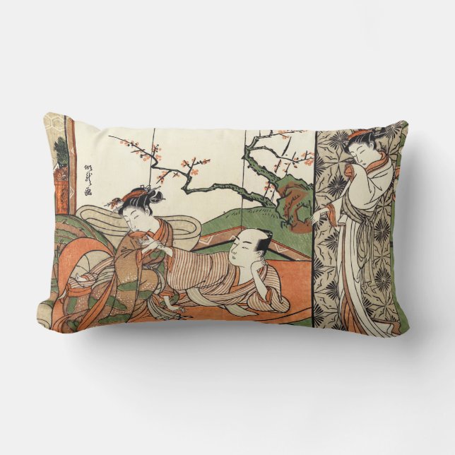 Coussin Rectangle Courtesin Bed With A Client ukiyo-e woblock (Recto)