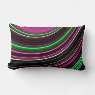 Coussin Rectangle Coussin, Bandes Néon Courbes, Vert Rose