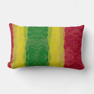 Coussin Rectangle Coussin, Rasta Abstrait Rouge Jaune Vert