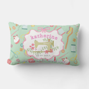 Coussin Rectangle Couturière machine à coudre 50e anniversaire sarce
