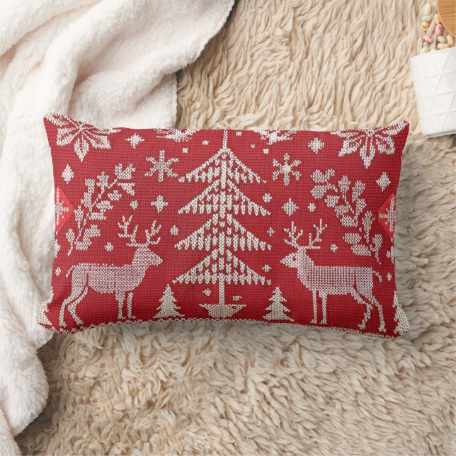 Coussin Rectangle Couvercle d'oreiller brodé de Noël nordique (Couverture)