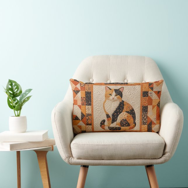 Coussin Rectangle Couvre-lit Chat Calico Orange (Chaise)