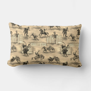 Coussin Rectangle Cow-boy de Rodéo Occidental Rétro Vintage