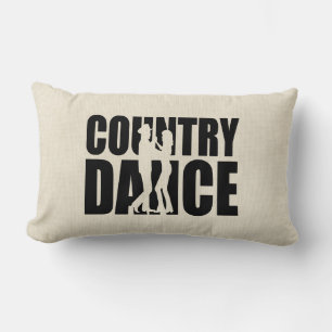 Coussin Rectangle Cowboy Danse en Ligne Musique Country Ecru Noir