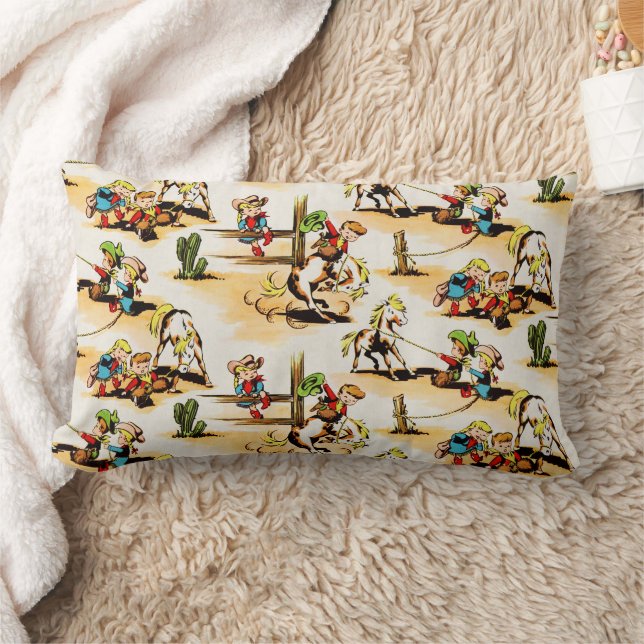 Coussin Rectangle Cowboy vintage Country Kids Pony Cactus (Couverture)