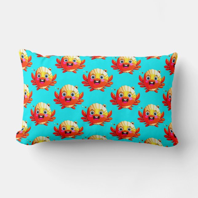Coussin Rectangle Crabes de dessin animé mignons (Recto)