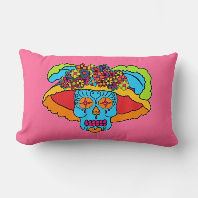 Coussin Rectangle Crâne de sucre Catrina (Recto)